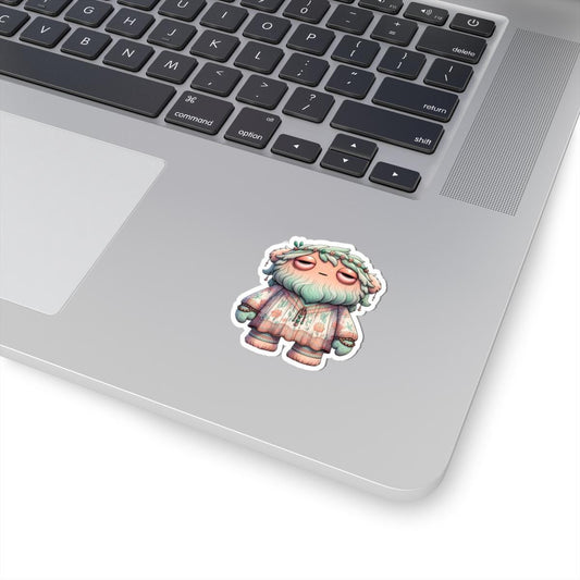 Floral Boho Monster Sticker: Pastel Hippie Character Art