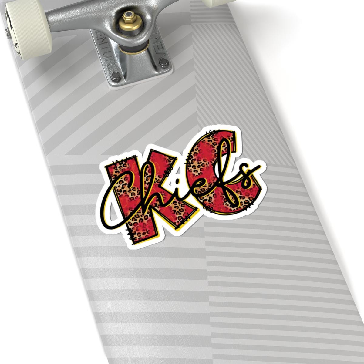ColorFlow | KC Chiefs Leopard Print Vinyl Sticker for Water Bottles Laptops Cars | Football Fan Art Waterproof Decal